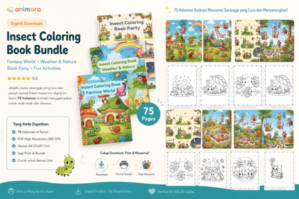 Insect Coloring Book Bundle | 75 Printable Coloring Pages PDF